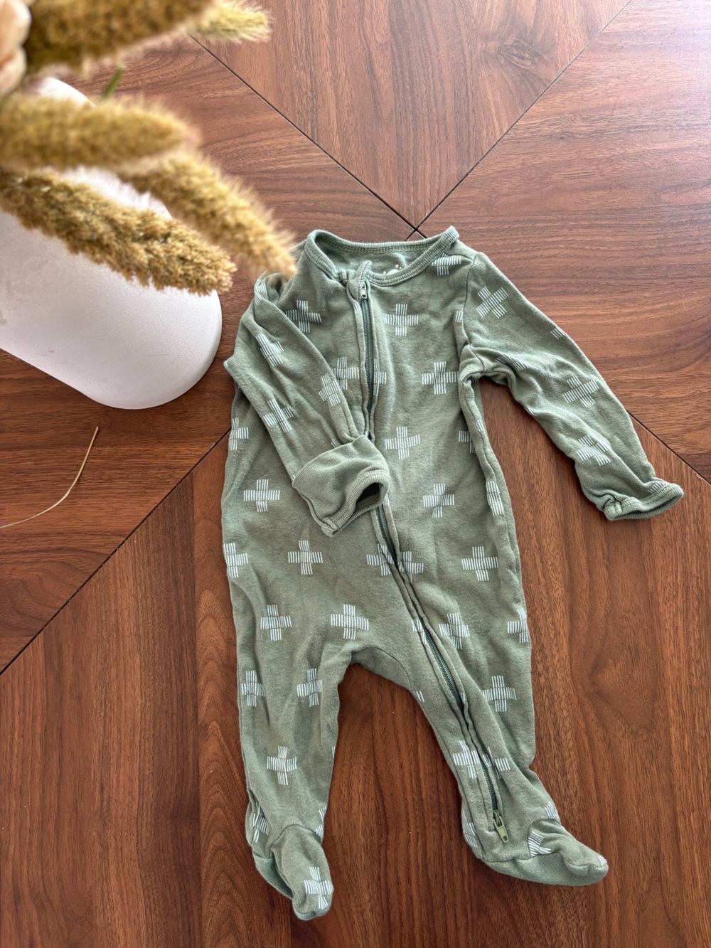 Cloud Island Olive Green Baby Zippered Footie
